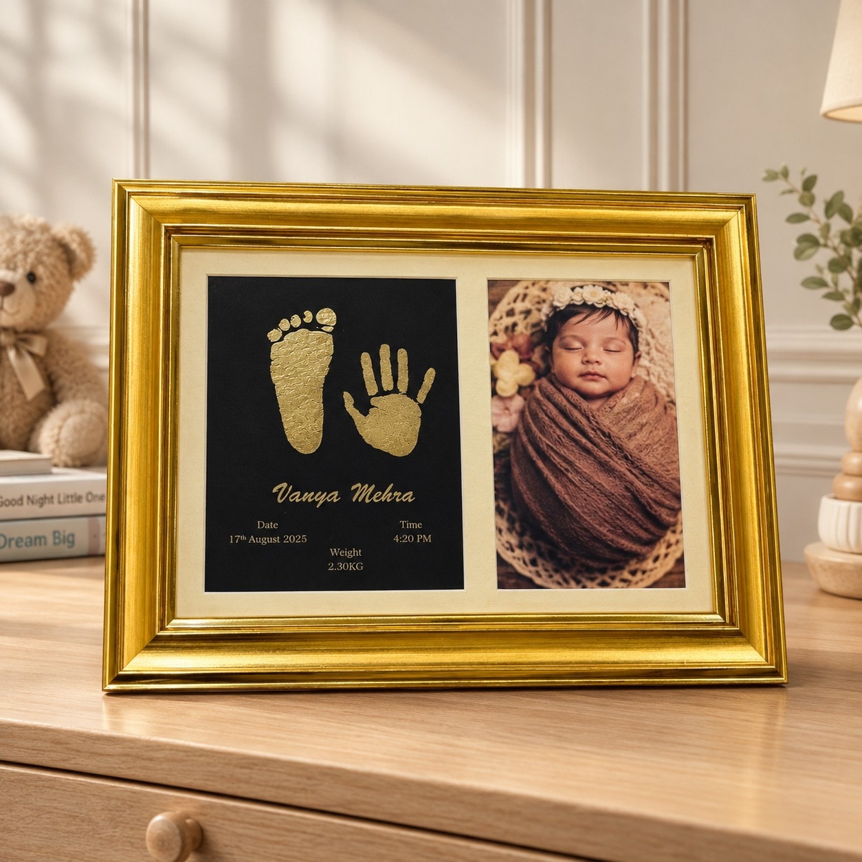 Baby Hand & Foot Metallic Imprints Frame - 2 Imprints — image 1