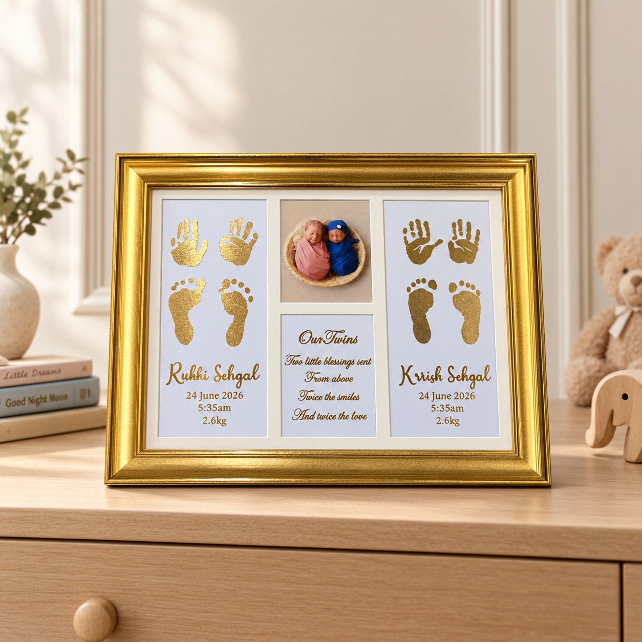 Twins/Siblings Metallic Imprint Frame — image 1