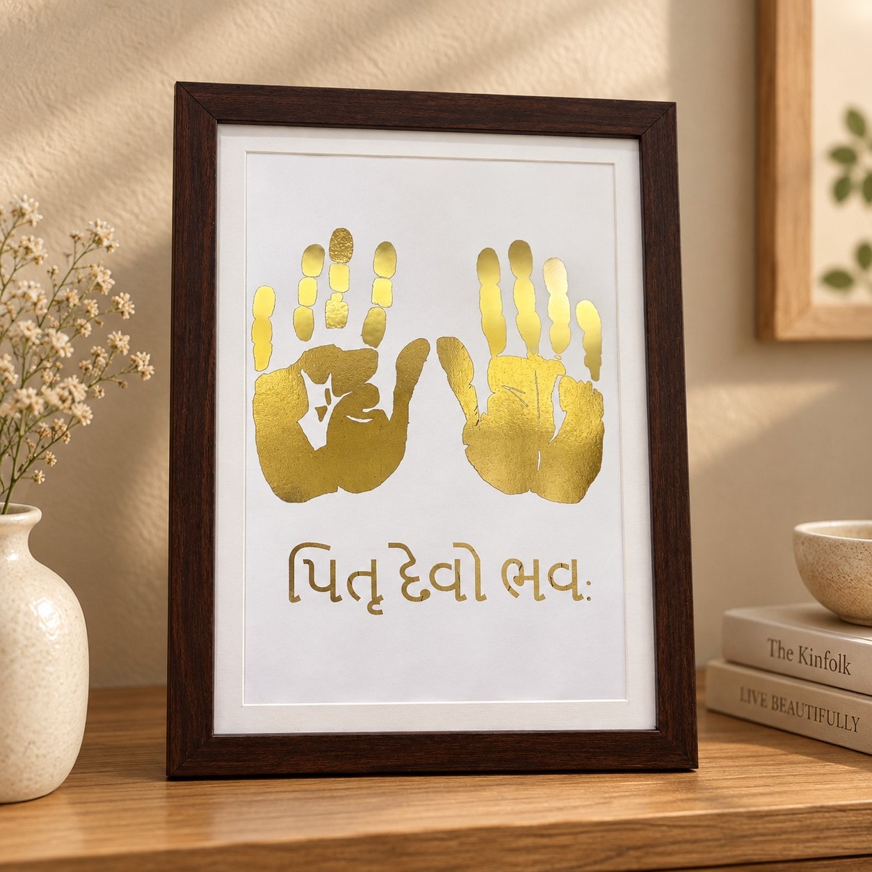 Parents Ashirwad Metallic Imprint Frame - 2 Hand Imprint — image 1